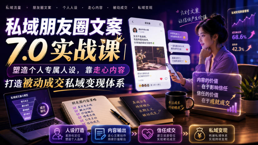 私域朋友圈文案7.0实战课|塑造个人专属人设,靠走心内容打造被动成交私域变现体系-星辰网创 - 网创副业项目资源站