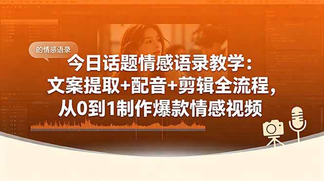 (18719期)今日话题情感语录教学:文案提取+配音+剪辑全流程,从0到1制作爆款情感视频-星辰网创 - 网创副业项目资源站
