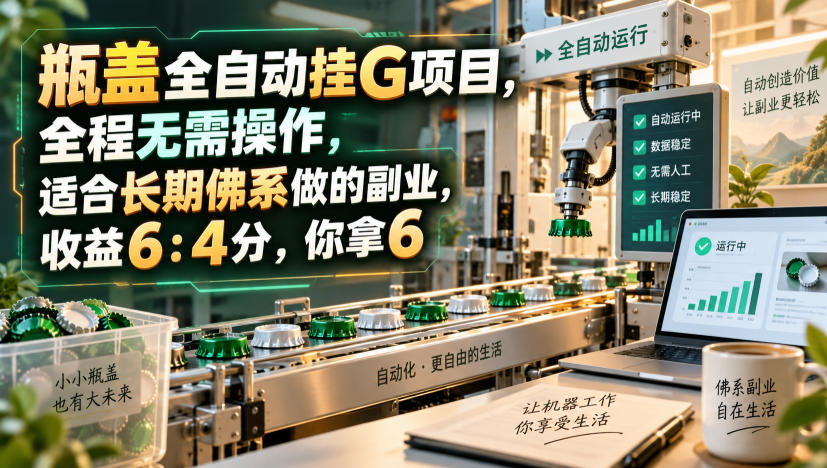 瓶盖全自动挂G项目，全程无需操作，适合长期佛系做的副业，收益6：4分，你拿6【揭秘】 - 星辰网创 - 网创副业项目资源站-星辰网创 - 网创副业项目资源站