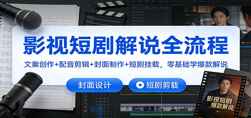 影视短剧解说全流程：文案创作+配音剪辑+封面制作+短剧挂载，零基础学爆款解说 - 星辰网创 - 网创副业项目资源站-星辰网创 - 网创副业项目资源站