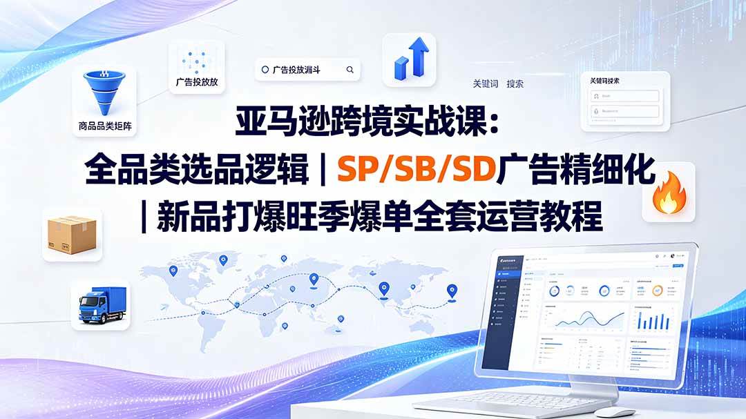 (19563期)亚马逊跨境实战课-更新:全品类选品逻辑|SP/SB/SD广告精细化|新品打爆旺季爆单全套运营教程-星辰网创 - 网创副业项目资源站
