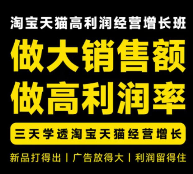 天猫淘宝高利润经营增长班杭州线下课31期8月22-24日,做大销售额做高利润率,三天学透淘宝天猫经营增长-星辰网创 - 网创副业项目资源站
