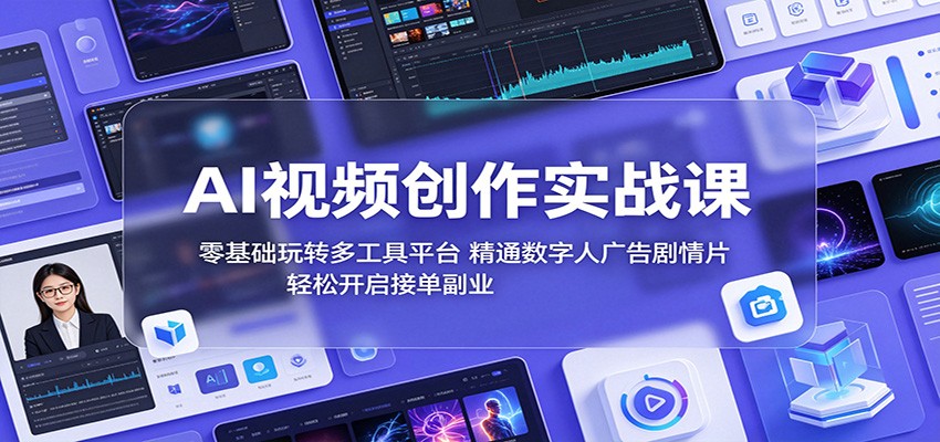 AI视频创作实战课:零基础玩转多工具平台,精通数字人广告、剧情片,轻松开启接单副业-星辰网创 - 网创副业项目资源站