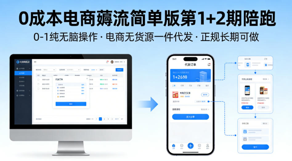 0成本电商薅流简单版第1+2期陪跑,0-1纯无脑操作,电商无货源一件代发,正规长期可做-星辰网创 - 网创副业项目资源站