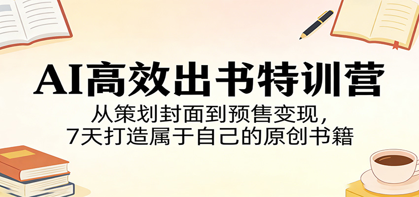 AI高效出书特训营：从策划封面到预售变现，7天打造属于自己的原创书籍 - 星辰网创 - 网创副业项目资源站-星辰网创 - 网创副业项目资源站