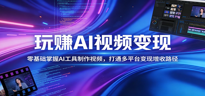 玩赚AI视频变现，零基础掌握AI具制作视频，打通多平台变现增收路径 - 星辰网创 - 网创副业项目资源站-星辰网创 - 网创副业项目资源站