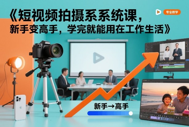短视频拍摄系统课,新手变高手,学完就能用在工作生活