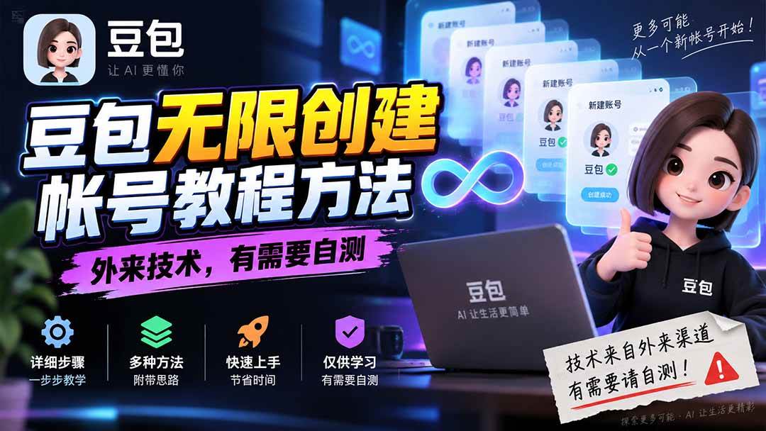 （20550期）豆包无限创建帐号教程方法，外来技术，有需要自测-星辰网创 - 网创副业项目资源站