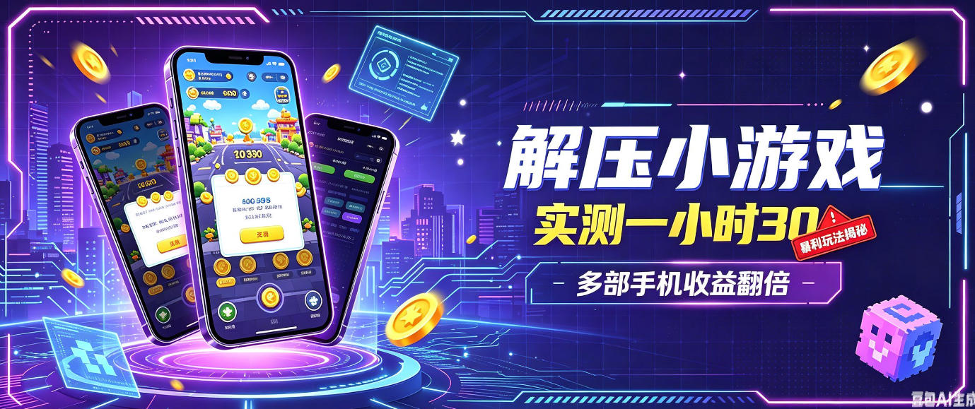 小游戏全流程玩法，实测一小时搞30，简单无脑解压，当天做当天就能看到进账，直接冲就行【揭秘】-星辰网创 - 网创副业项目资源站