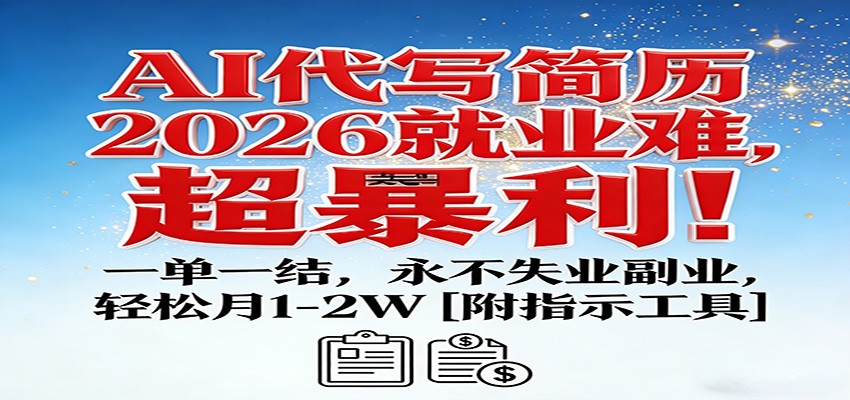 AI代写简历，2026就业难，超暴利！一单一结，永不失业副业，轻松月1-2W【附指令工具】 - 星辰网创 - 网创副业项目资源站-星辰网创 - 网创副业项目资源站