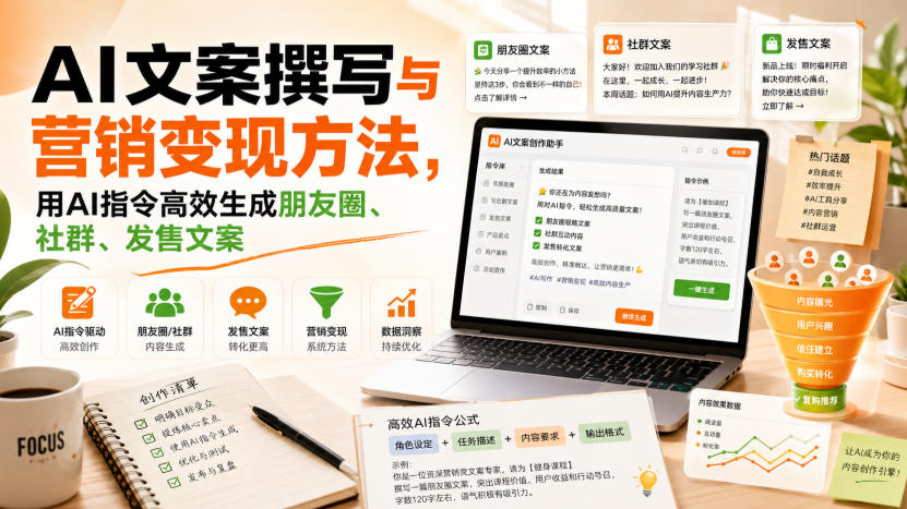 AI文案撰写与营销变现方法,用AI指令高效生成朋友圈、社群、发售文案-星辰网创 - 网创副业项目资源站