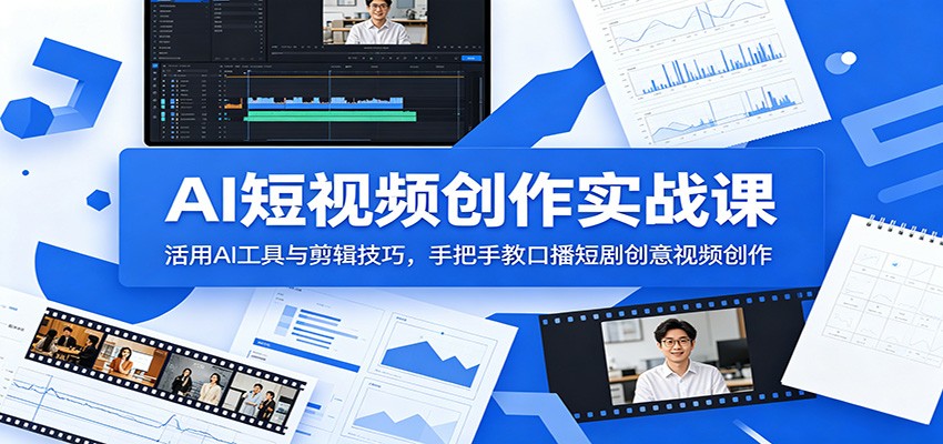 AI短视频创作实战课:活用AI工具与剪辑技巧,手把手教口播短剧创意视频创作-星辰网创 - 网创副业项目资源站