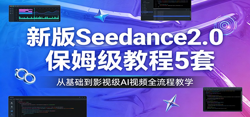 新版Seedance2.0保姆级教程5套:从基础到影视级AI视频全流程教学 新版Seedance2.0保姆级教程5套:从基础到影视级AI视频全流程教学