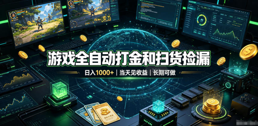 游戏全自动打金和扫货捡漏，日入1k+，当天见收益，长期可做！【揭秘】 - 星辰网创 - 网创副业项目资源站-星辰网创 - 网创副业项目资源站