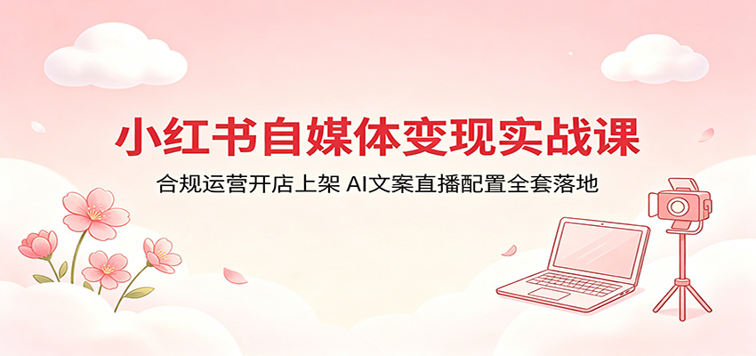 小红书自媒体变现实战课：合规运营开店上架，AI文案直播配置全套落地 - 星辰网创 - 网创副业项目资源站-星辰网创 - 网创副业项目资源站
