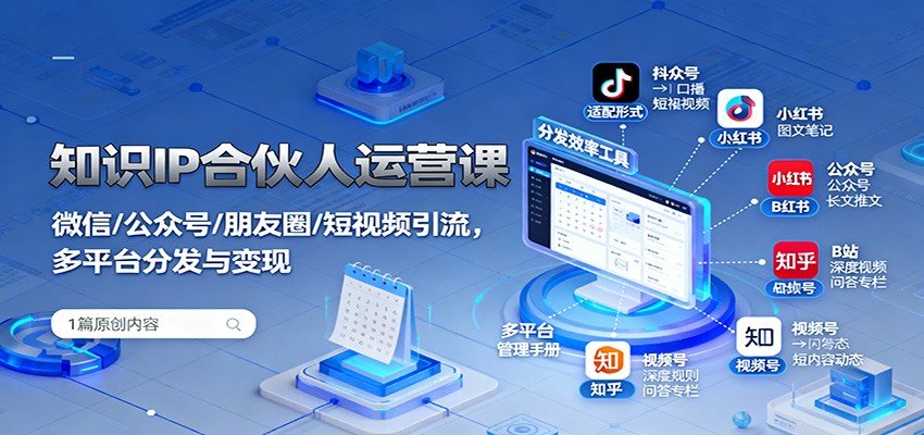 知识IP合伙人运营课：微信/公众号/朋友圈/短视频引流，多平台分发与变现 - 星辰网创 - 网创副业项目资源站-星辰网创 - 网创副业项目资源站
