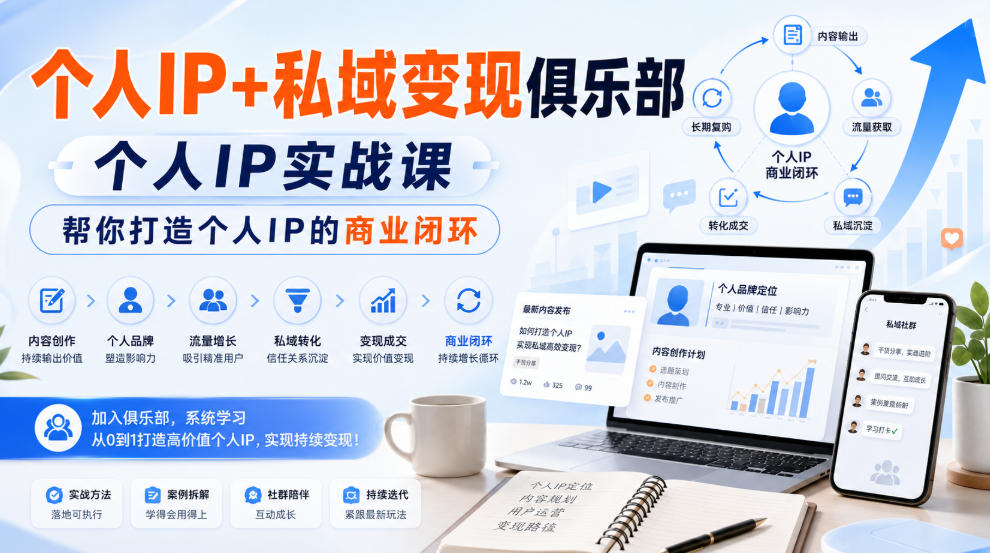 个人IP+私域变现俱乐部,个人IP实战课,帮你打造个人IP的商业闭环-星辰网创 - 网创副业项目资源站