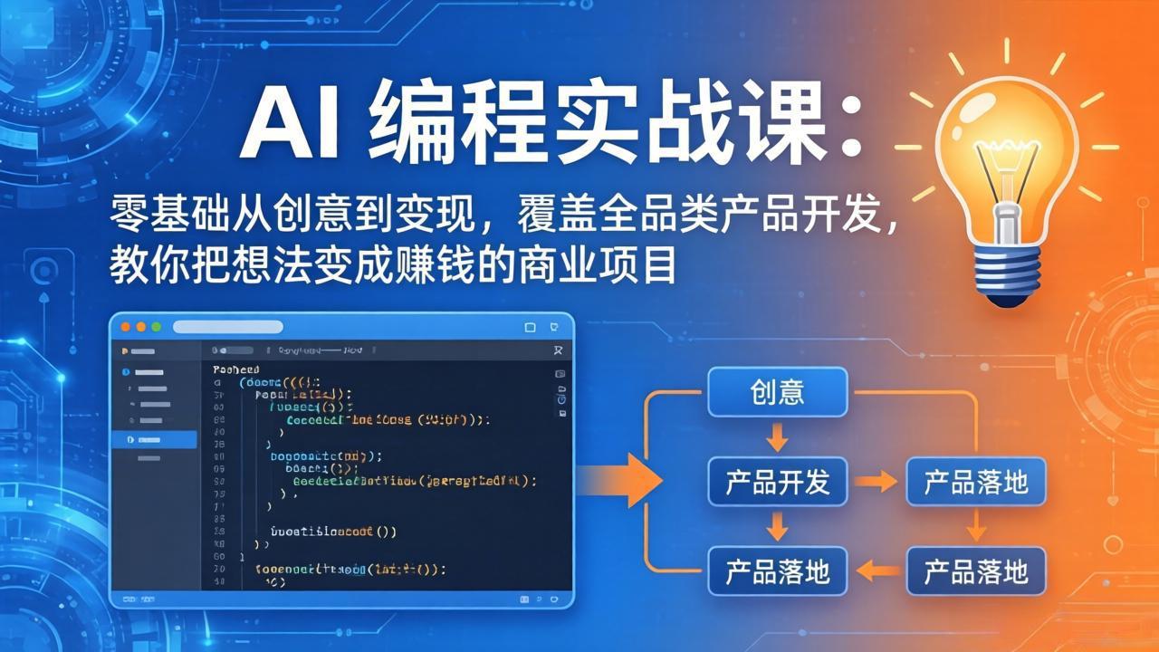 AI编程实战课-第三期-5月9更新:零基础从创意到变现,覆盖全品类产品开发,把想法变成赚钱项目-星辰网创 - 网创副业项目资源站