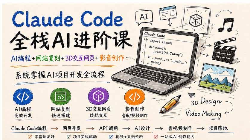 (20188期)Claude Code全栈AI进阶课-更新;AI编程+网站复刻+3D交互网页+影音创作,系统掌握AI项目开发全流程-星辰网创 - 网创副业项目资源站