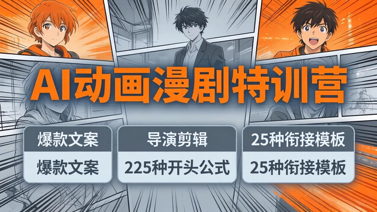 AI动画漫剧特训营：爆款文案+导演剪辑：225种开头公式+25种衔接模板，两小时剪电影级大片 - 星辰网创 - 网创副业项目资源站-星辰网创 - 网创副业项目资源站