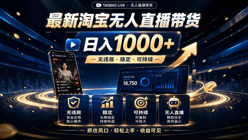 2026淘宝无人直播15.0,独家新技术,不用露脸、不用熬夜,自动直播自动出单,25小时卖17W【揭秘】-星辰网创 - 网创副业项目资源站