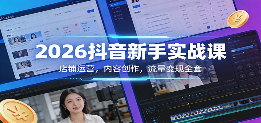 2026抖音新手实战课：店铺运营，内容创作，流量变现全套 - 星辰网创 - 网创副业项目资源站-星辰网创 - 网创副业项目资源站