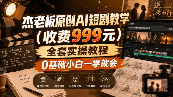 杰老板原创AI短剧教学(收费999元),全套实操教程,0基础小白一学就会,非搬运技术-星辰网创 - 网创副业项目资源站