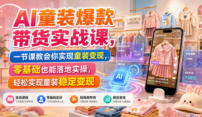 AI童装爆款带货实战课,一节课教会你实现童装变现,零基础也能落地实操-星辰网创 - 网创副业项目资源站