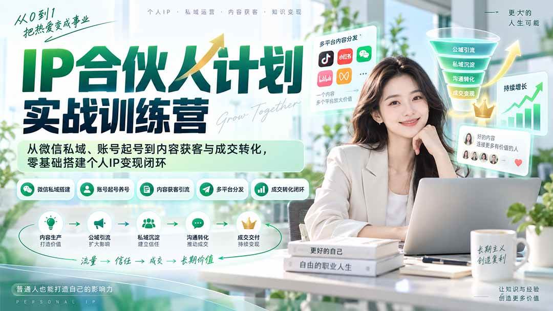 (20321期)IP合伙人计划实战训练营-更新:从微信私域、账号起号到内容获客与成交转化,零基础搭建个人IP变现闭环-星辰网创 - 网创副业项目资源站