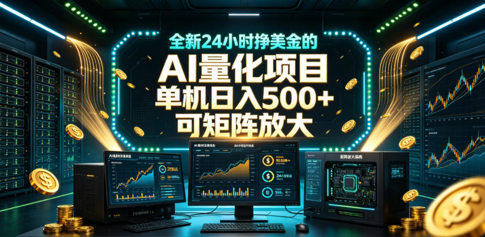 全新24小时挣美金的AI量化项目,单机日入500+,每天见收益,可矩阵放大【揭秘】-星辰网创 - 网创副业项目资源站
