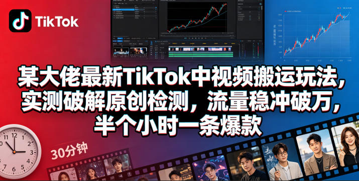 某大佬最新TikTok中视频搬运玩法,实测破解原创检测,流量稳冲破万,半个小时一条爆款-星辰网创 - 网创副业项目资源站