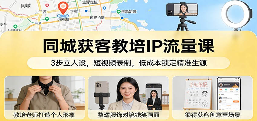 同城获客教培IP流量课：3步立人设，短视频录制，低成本锁定精准生源 - 星辰网创 - 网创副业项目资源站-星辰网创 - 网创副业项目资源站
