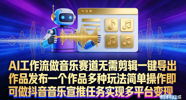 AI工作流做音乐赛道,无需剪辑,一键导出作品发布,一个作品多种玩法,简单操作即可做抖音音乐宣推任务-星辰网创 - 网创副业项目资源站