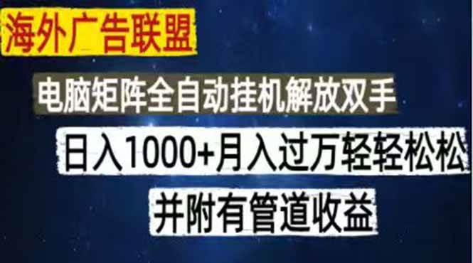 (18989期)海外广告联盟每天几分钟日入1000+无脑操作,可矩阵并附有管道收益-星辰网创 - 网创副业项目资源站