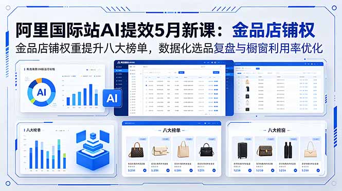 阿里国际站AI提效5月新课：金品店铺权重提升八大榜单，数据化选品复盘与橱窗利用率优化 - 星辰网创 - 网创副业项目资源站-星辰网创 - 网创副业项目资源站