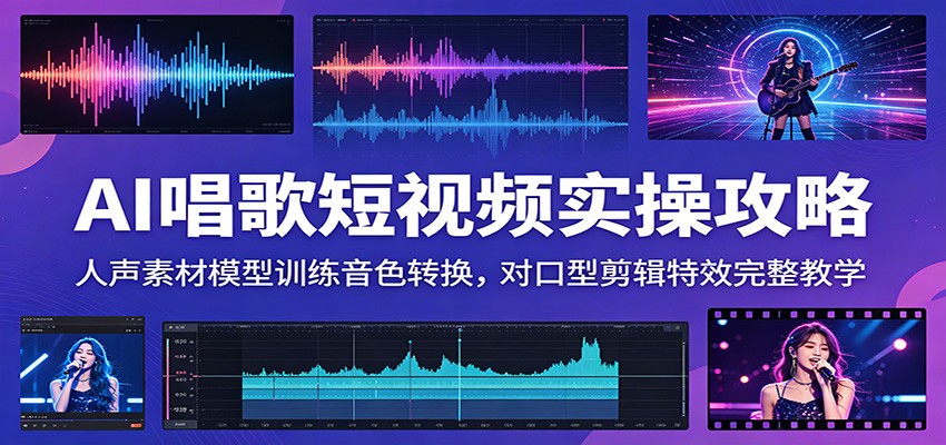 AI唱歌短视频实操攻略：人声素材模型训练音色转换，对口型剪辑特效完整教学 - 星辰网创 - 网创副业项目资源站-星辰网创 - 网创副业项目资源站