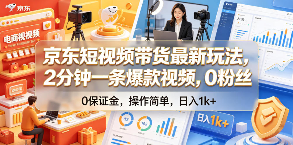 京东短视频带货最新玩法，2分钟一条爆款视频，0粉丝，0保证金，操作简单，日入1k+【揭秘】 - 星辰网创 - 网创副业项目资源站-星辰网创 - 网创副业项目资源站