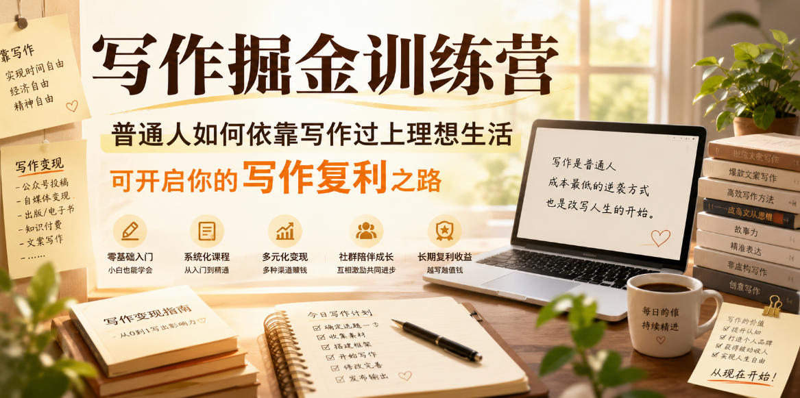 写作掘金训练营,普通人如何依靠写作过上理想生活,可开启你的写作复利之路(更新6月)-星辰网创 - 网创副业项目资源站