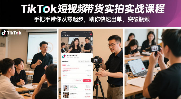 TikTok短视频带货实拍实战课程,手把手带你从零起步,助你快速出单,突破瓶颈-星辰网创 - 网创副业项目资源站