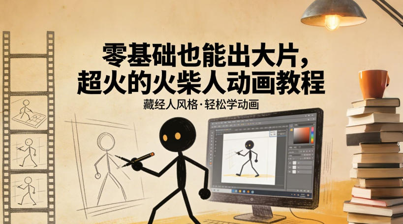 零基础也能出大片,超火的火柴人动画教程(藏经人风格)-星辰网创 - 网创副业项目资源站