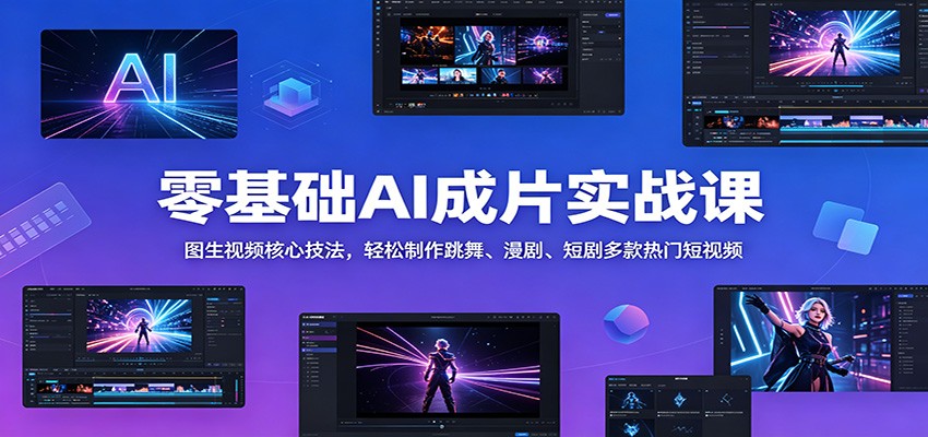 零基础AI成片实战课：图生视频核心技法，轻松制作跳舞、漫剧、短剧多款热门短视频 - 星辰网创 - 网创副业项目资源站-星辰网创 - 网创副业项目资源站