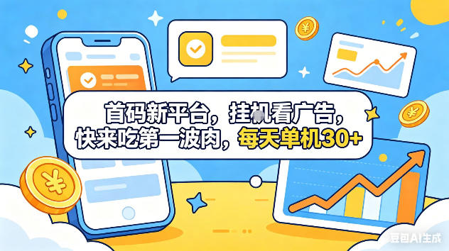 首码新平台，挂G自动看广告，快来吃第一波肉，每天单机30+，可矩阵放大【揭秘】-星辰网创 - 网创副业项目资源站