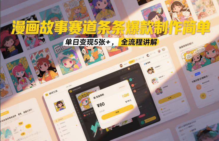 漫画故事赛道条条爆款制作简单,单日变现5张+,全流程讲解