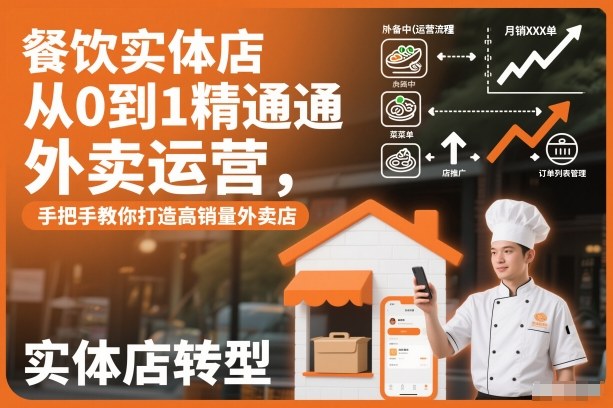 餐饮实体店从0到1精通外卖运营，手把手教你打造高销量外卖店-星辰网创 - 网创副业项目资源站