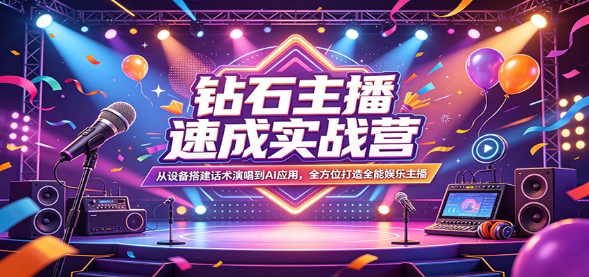 钻石主播速成实战营：从设备搭建话术演唱到AI应用，全方位打造全能娱乐主播 - 星辰网创 - 网创副业项目资源站-星辰网创 - 网创副业项目资源站