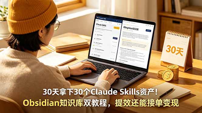 (18886期)30天拿下30个Claude Skills资产!Obsidian知识库双教程,提效还能接单变现-星辰网创 - 网创副业项目资源站