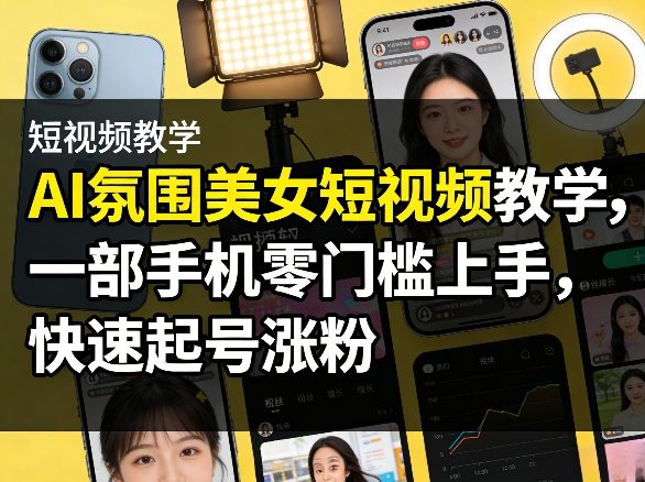 AI氛围美女短视频教学，一部手机零门槛上手，快速起号涨粉 - 星辰网创 - 网创副业项目资源站-星辰网创 - 网创副业项目资源站