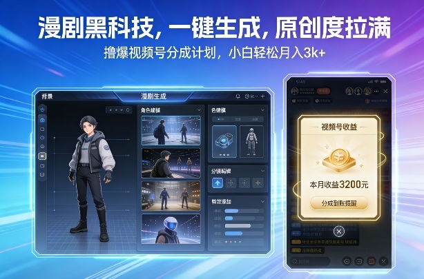 漫剧黑科技，一键生成，原创度拉满，撸爆视频号分成计划，小白轻松月入3k+ - 星辰网创 - 网创副业项目资源站-星辰网创 - 网创副业项目资源站