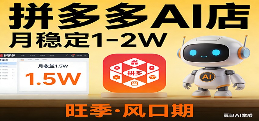 开一家拼多多AI店，月稳定1-2W，目前旺季，风口期！ - 星辰网创 - 网创副业项目资源站-星辰网创 - 网创副业项目资源站
