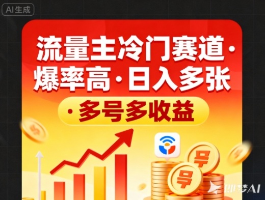 流量主冷门赛道,爆率高,日入多张,多号多收益